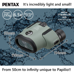 VerrekijkerShop | Pentax Papilio III 8.5x21 WR verrekijker Zwart